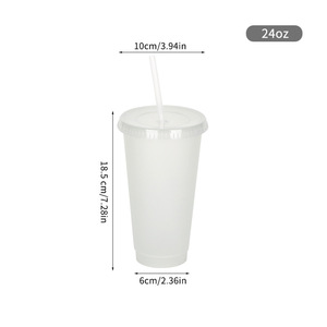 Vaso de Plástico PP de 710 ml (24 oz) que Brilla en la Oscuridad, con Tapa y Pajita, Color Verde Neón Cambiante, Moderno, Minimalista, de Pared Simple, Reutilizable - Product Image 4