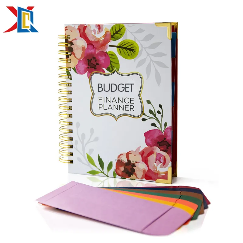 Custom Printing Hardcover 2020 Financial Budget Planner Book with Envelope Wallet