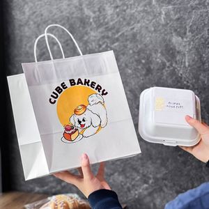 ถุงกระดาษคราฟท์แบบใช้แล้วทิ้ง ย่อยสลายได้ รีไซเคิลได้ เป็นมิตรกับสิ่งแวดล้อม สำหรับร้านเบเกอรี่ พร้อมหูหิ้ว - Product Image 6