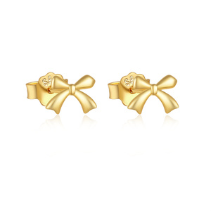 ROXI 925 ต่างหูเงินแท้สำหรับผู้หญิงมินิโบว์น็อตต่างหูโรแมนติก S925 - Product Image 1