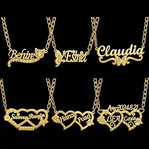 Shopify Dropshipping Custom <b>Name</b> Pendant Necklace Gold Plated Personalized Jewelry Heart Flower Design Fashion Pendant Necklaces - Product Image 2