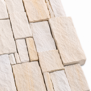 Revestimiento de pared exterior de losa de arenisca blanca, chapa de piedra partida, acabado de superficie natural duradero. - Product Image 2
