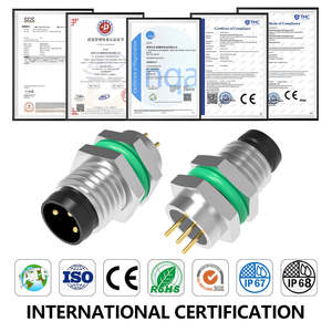 Conector Circular M8 de Montaje en Panel, Receptáculo de Latón con Contactos Chapados en Oro, IP67/IP68 Impermeable, 3 Pines Macho, Montaje Trasero - Product Image 2