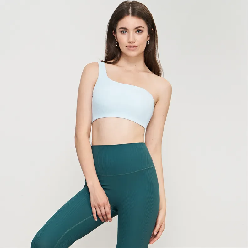 Großhandel Fitness Bekleidung Kleidung OEM Active Wear Sexy Yoga BH One Shoulder Sport-BH für Frauen Yoga Crop Top