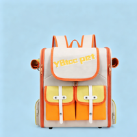Sac à dos de transport pour animaux de compagnie en gros, color block, grande capacité, en maille respirante, avec porte-gobelets latéraux