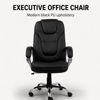 Chaise de bureau ergonomique et moderne, pivotante, en cuir noir, pour maison et bureau, vente en gros