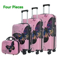 Ensemble de valises de voyage à roulettes pivotantes en ABS+PC avec motif léopard imprimé, 4 pièces, 14, 20, 24, 28 pouces