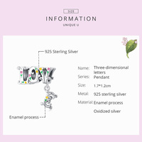Vente en gros de perles breloque en argent sterling 925 lettres d'amour fleurs pour bracelet original bijoux à bricoler soi-même BSC518