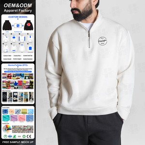 เสื้อสเวตเชิ้ตแขนยาวผู้ชายแบบซิป ¼ ตัว ผ้าฟลีซ ป้ายทอแบบกำหนดเอง ซิปแบบรูดขึ้นลง ผ้าฝ้าย ปักลาย - Product Image 1