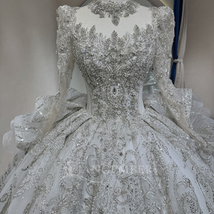 Robes de mariée Jancember DW0156 Princess, manches longues, tulle, style bouffant, longue traîne. - Product Image 6