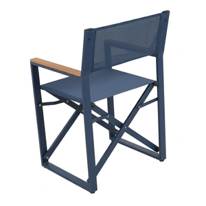 Chaise de salle à manger pliante moderne et légère <span class=keywords><strong>pour</strong></span> patio, structure <span class=keywords><strong>en</strong></span> acier thermolaqué, <span class=keywords><strong>tissu</strong></span> maillé 2x1, extérieur, avec accoudoirs <span class=keywords><strong>en</strong></span> plastique imitation bois - Product Image 6