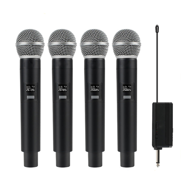 Rechargeable Wireless Handheld Dynamic Microphone Noise Cancelling Portable Design 1 Year Plastic X58 Model 2 Pcs for Karaoke