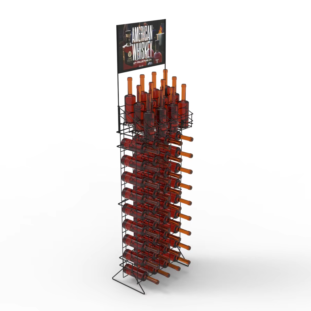 Apache Factory Customized Metal Iron Wire Ten Layer Red Wine Display Rack for Supermarkets — view 5