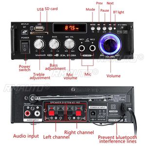 Amplificador de Potencia de Audio Estéreo Digital HIFI BT-298A de 2 Canales con Pantalla LCD, 12V/220V, Bluetooth, Radio FM, 600W, para Auto y Hogar, con Control Remoto - Product Image 6