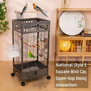 Jaula de Hierro Forjado de Lujo con Techo Abierto para Pájaros, Gran Jaula Dorada para Loros, Decoración para el Hogar, Venta al por Mayor - Product Image 4