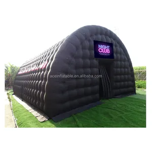 Géant commercial grand tunnel en arc noir Portable LED disco lumière boîte de nuit tente gonflable discothèque gonflable Cube tente de fête