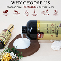 Sampo Minyak Argan Bebas Sulfat untuk Pertumbuhan Rambut, Sampo Keratin Anti Rambut Rontok, Vegan, OEM ODM Label Pribadi