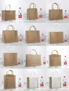 Sacolas de serapilheira personalizadas para presente, sacolas de praia com especificações múltiplas, sacolas de jute para compras, para mulheres, DIY, para festas e viagens