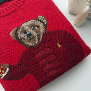 RL/Scan Code Red Envelope Little Bear 26 Automne/Hiver Style coréen <span class=keywords><strong>Pull</strong></span> en laine tricoté pour <span class=keywords><strong>femme</strong></span> avec broderie de dessin animé robuste - Product Image 4