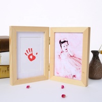 Cadre photo commémoratif DIY en bois massif, carré horizontal, avec charnières, pour affichage sur table, impression numérique étanche et gaufrée