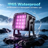 Projecteurs LED à batterie IP65, Pinspot de scène DMX512 sans fil 16x10W RGBW, pour extérieur, mariage, fête, LED Par 10000mAh Ra95 CRI