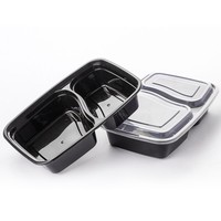 Boîte à lunch jetable à double compartiment, style américain, avec pochette à compartiments séparés, compatible micro-ondes, pour livraison en restaurant