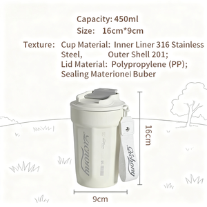 Xách tay hai lớp 316 thép không gỉ Tumbler chân không cốc cà phê với sợi dây thừng cho ngoài trời & xe thể thao sử dụng - Product Image 6