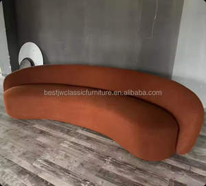 Canapé modulaire incurvé en tissu <span class=keywords><strong>orange</strong></span> moderne, rembourrage en peluche, sectionnel pour salon contemporain, design <span class=keywords><strong>scandinave</strong></span>, utilisation hôtelière - Product Image 5