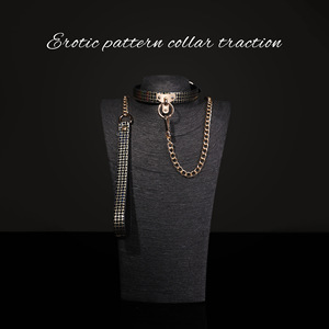 <strong>Adult</strong> SM Leather <strong>Collar</strong> with Traction Metal Chain for Women Sexy Slave BDSM Leather Choker Necklace - Product Image 6