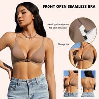 Soutien-gorge Sharicca à ouverture frontale, avec bonnets amovibles en forme de goutte d'eau, sans armatures, découpé au laser, sans coutures pour femme