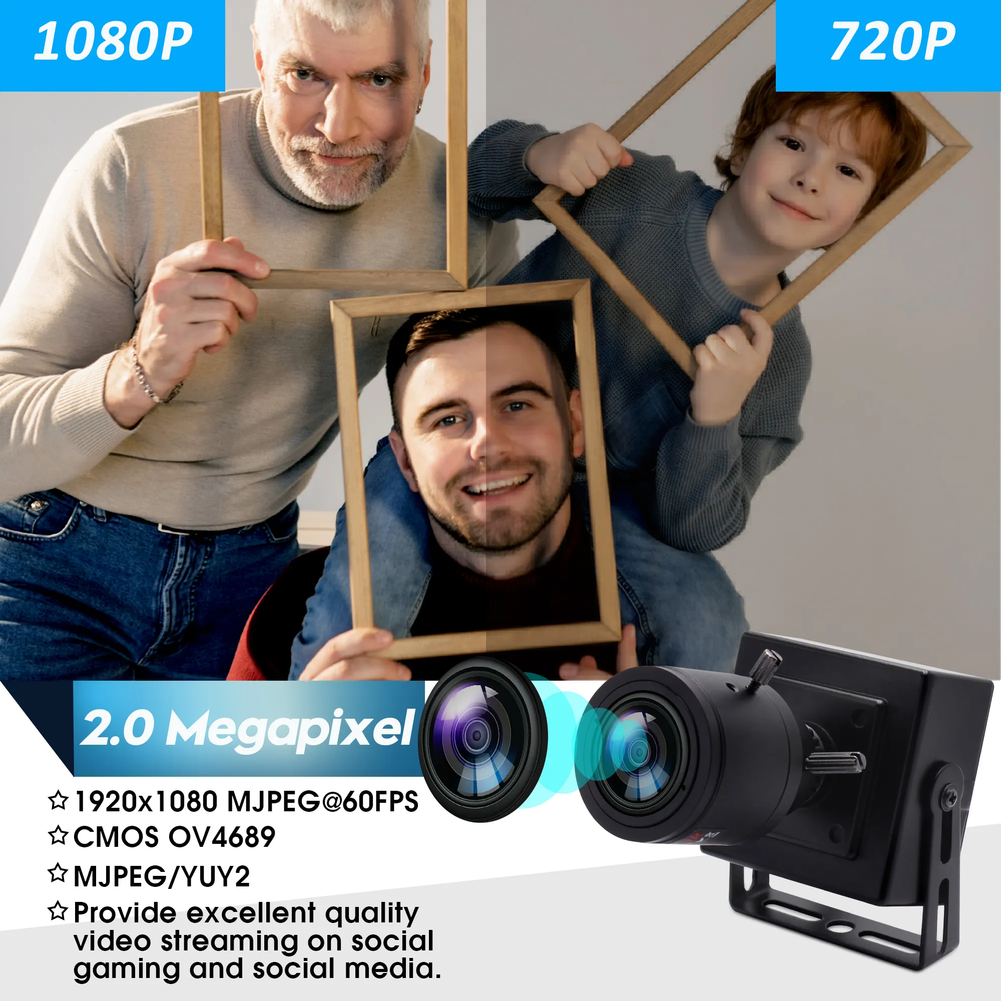 ELP 1080P 60fps PC Webcam 260fps Zoom 4x CMOS OV4689 renk PC HD Mini USB dijital Video kamera ile 2.8-12mm değişken odaklı Lens