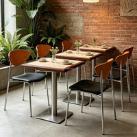 Ensemble de table ronde et de chaises en contreplaqué pour café, restaurant, bistro, meubles de salle à manger pour café, boulangerie