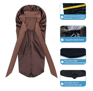 Long Satin Locs <span class=keywords><strong>Bonnet</strong></span> Tresses Cheveux Twist Turban Headwrap Slap Fermé Double Couches <span class=keywords><strong>Nuit</strong></span> Sommeil Soie Caps Cyclisme Chapeaux - Product Image 5