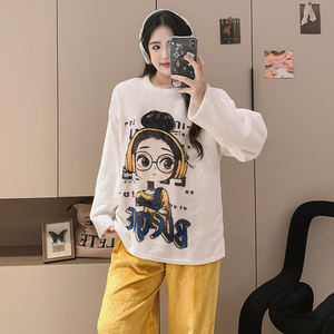Franela 2025 Otoño e <span class=keywords><strong>Invierno</strong></span> mujer cuello redondo dibujos animados manga larga <span class=keywords><strong>pijamas</strong></span> estudiante <span class=keywords><strong>chica</strong></span> lindo <span class=keywords><strong>Pijamas</strong></span> - Product Image 6