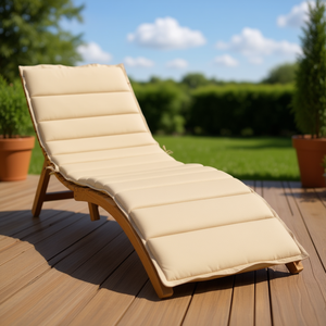 Coussin de chaise longue d'extérieur 79 x 23,6 po en polyester beige matelassé, amovible, lavable, toutes saisons, rectangulaire - Product Image 2