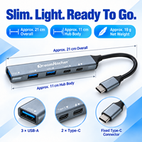 Station d'accueil USB-C 6 ports en alliage d'aluminium Dream Kacher Factory Wholesale pour ordinateur portable avec USB 2.0 et chargement PD, Hub TYPE C en stock