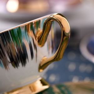 Service à thé et à café en porcelaine fine <span class=keywords><strong>Royal</strong></span>, design personnalisé, tasses à thé dorées, écologiques, style vintage - Product Image 3