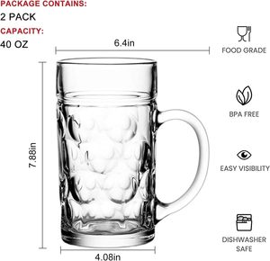 Promotional Clear Plastic AS/PS Tumbler Beer <b>Mugs</b> 1000/500ml Modern Sustainable <b>Reusable</b> Customized Color Handle Party - Product Image 2