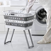 Panier à linge pliable en plastique, panier de rangement pliable en PP+TPE, panier à linge pliable pratique avec pieds
