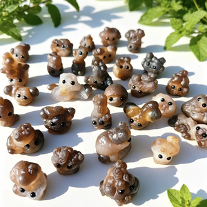 Figurine d'animal en pierre de cristal mignonne en agate naturelle d'Égypte, mini panda sculpté, ornement de bureau en cristal de guérison, cadeau en gros - Product Image 3