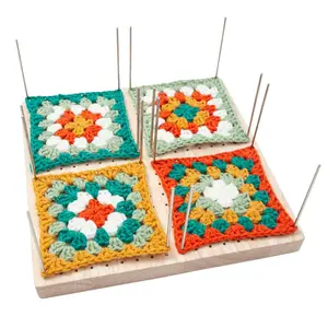 Kit papan pemblokiran Crochet kayu dengan pin batang baja tahan karat untuk hadiah pecinta kerajinan Crochet papan Panny rajut