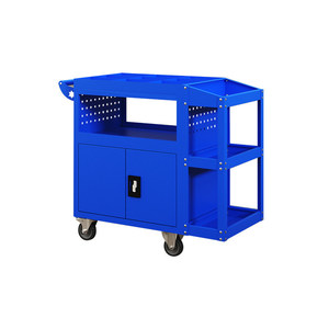 Carrito de Herramientas Móvil para Reparación de Automóviles, Gabinete de Reparación de Piezas de Hierro Multifuncional con Colgador Lateral, Color Azul - Product Image 1