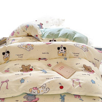 Fortune Dream Ensemble de trois pièces de draps-housses rayés en pur coton jetables pour dortoir étudiant, hiver, 300 fils, anti-salissures