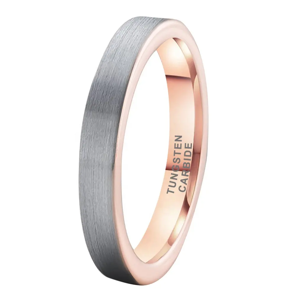 Coolstyle Jewelry 4mm Wholesale Silver Brushed Rose Gold Tungsten Carbide Ring for Men Women Fashion Engagement Wedding Band