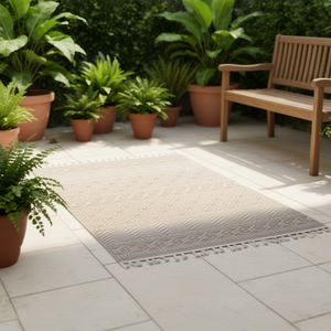 Tapis géométrique D0100H5GD5P 4x6 rectangulaire, intérieur/extérieur, style bohème, tissage plat, imperméable, en polypropylène - Product Image 2