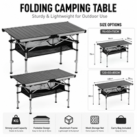 Mesa Plegable de Aleación de Aluminio con Altura Ajustable para Acampar, Pescar, Hacer Picnic y Viajar al Aire Libre