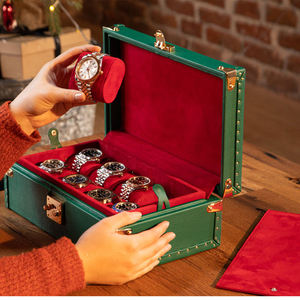 Customizable Genuine Leather Travel Box Trunk for Men's &amp; Women's <strong>Watches</strong> Square Shape <strong>Display</strong> Storage for 8 <strong>Watches</strong> - Product Image 3