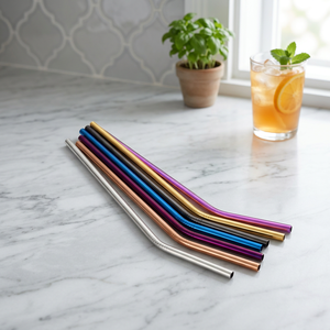 Reusable Metal Drinking <b>Straws</b> Set Colorful Bendable Modern Bar Accessories <b>for</b> Cold <b>Drinks</b> - Product Image 6