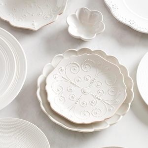 Service de vaisselle en porcelaine de style européen, assiette avec élégant contour noir, passe au lave-vaisselle - Product Image 6