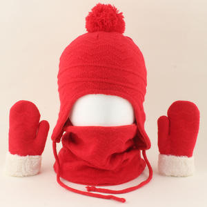 Enfant en bas âge hiver noël chapeaux bébé mitaines gants cou plus chaud bébé hiver chapeau enfants hiver chapeau gants écharpe <span class=keywords><strong>ensemble</strong></span> pour garçon fille - Product Image 1